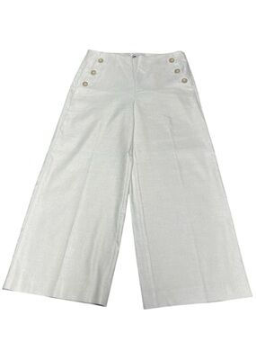 Loft tan high waist linen blend wide leg cropped sailor pants nautical
